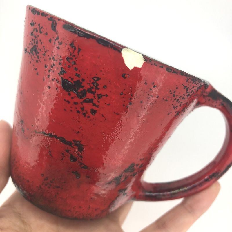 陶器　朱塗り　マグカップの写真2